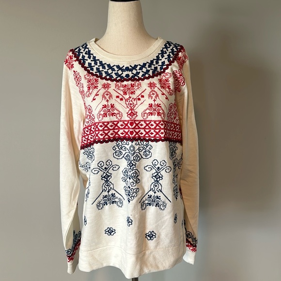 Lucky Brand Tops - Lucky Brand Lotus embroidered sz L long sleeve sweatshirt